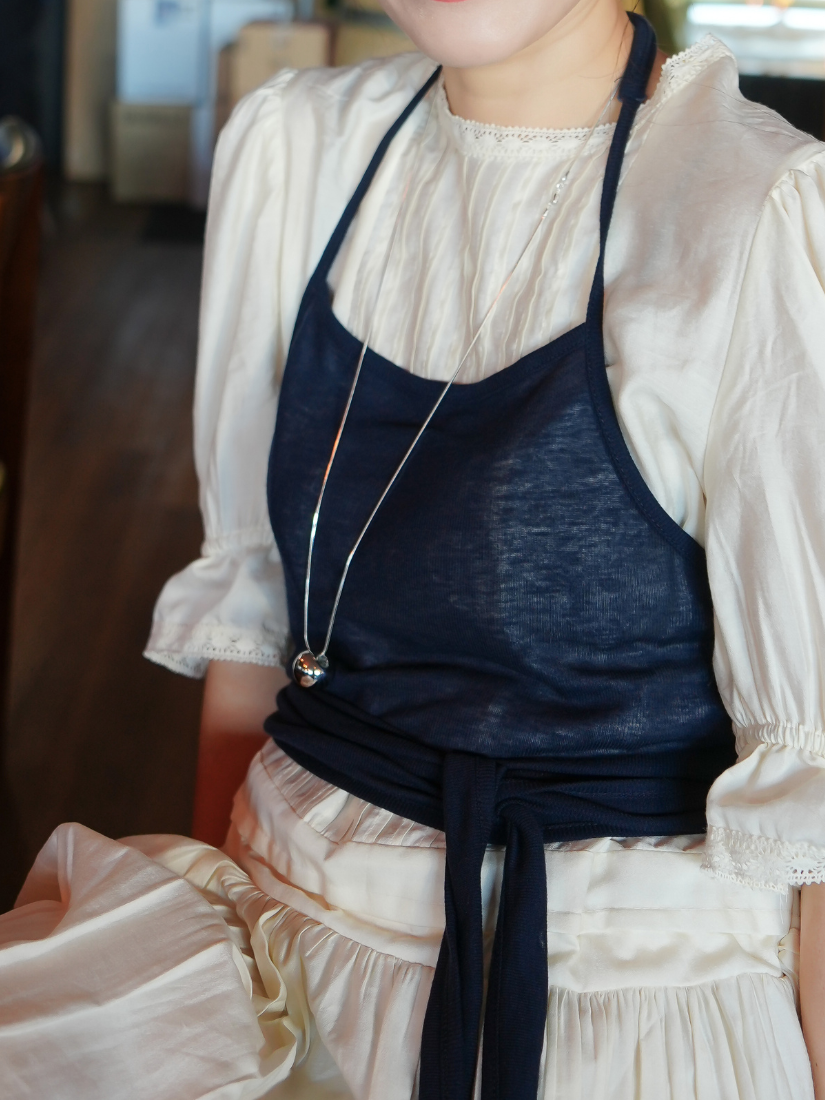 極簡圓珠長項鍊 [ 銀色 / Free ]