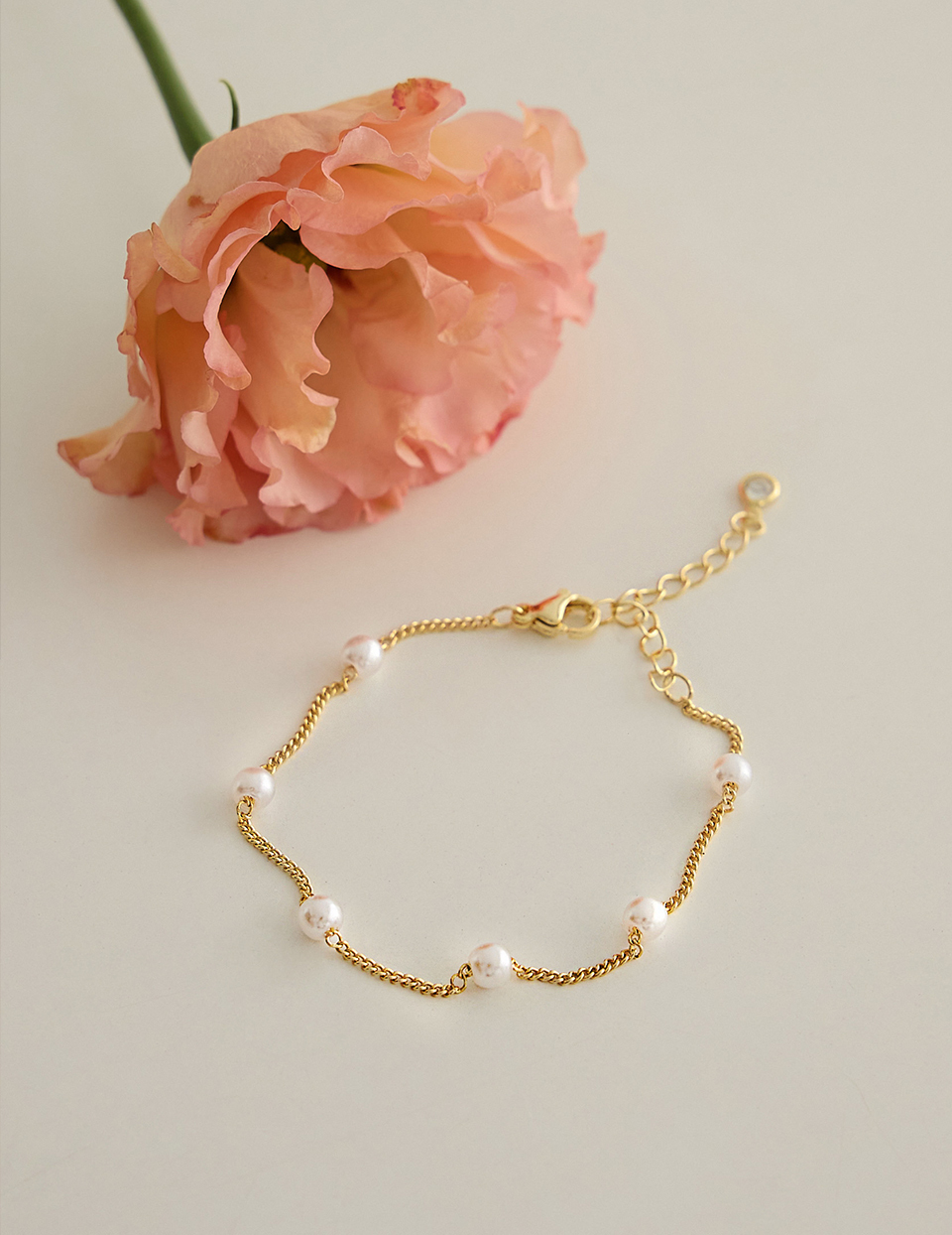 間隔珍珠手鍊(金)