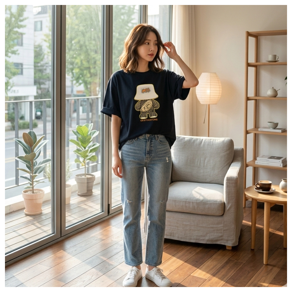 【ASister 小姊姊】AS0309#純棉上衣☆*背包熊*中長版短袖T恤(10色 S-3XL)