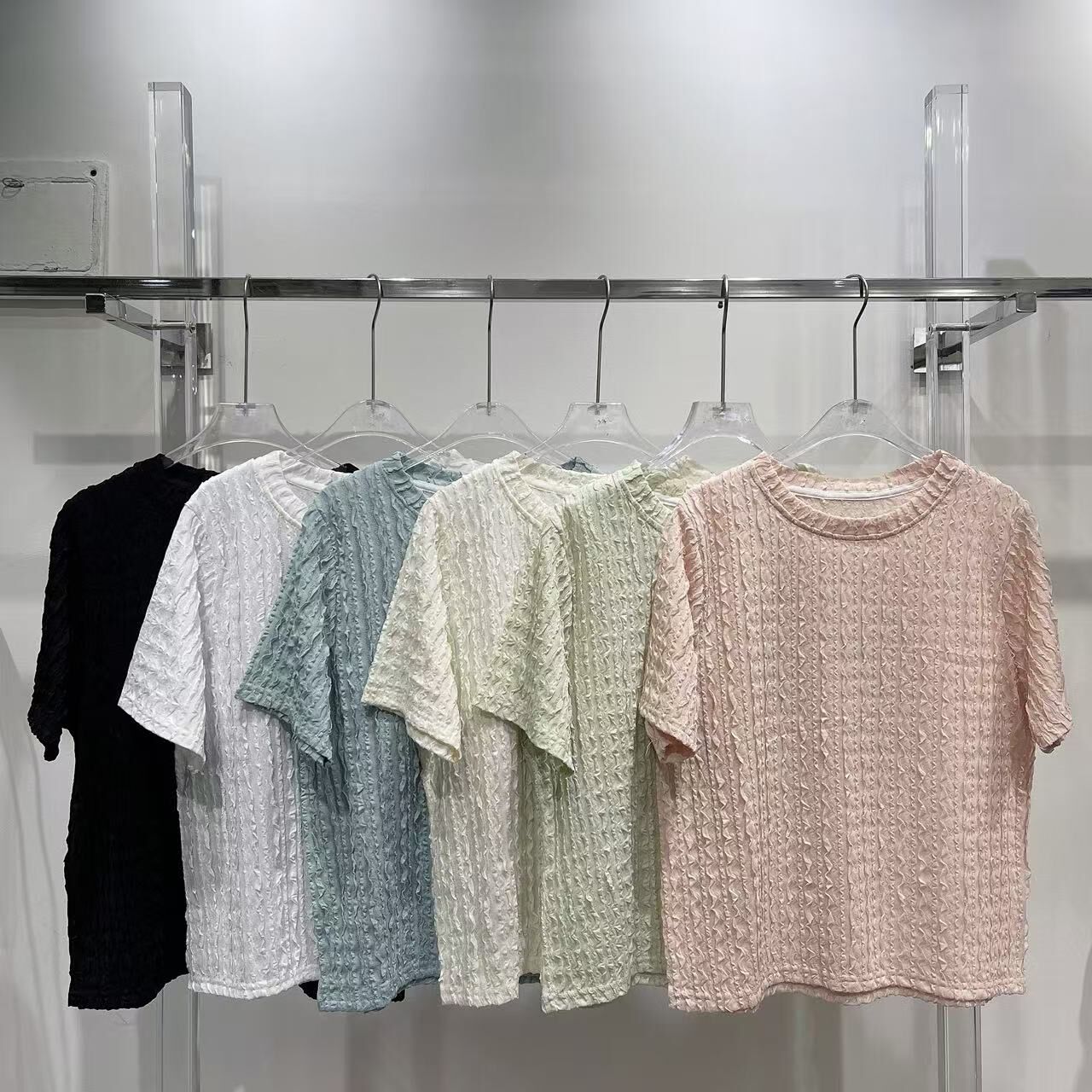 【預訂】皺皺花邊條紋微彈性打底TOP (P76-P81)