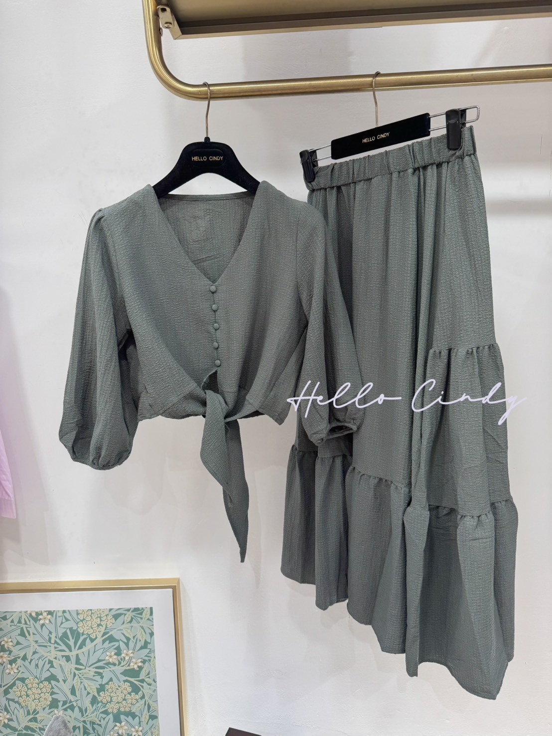 小個子的下綁帶兩件套裙裝組