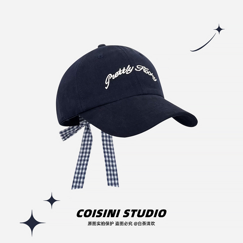Bow Tie Retro Plaid Embroidered Cap