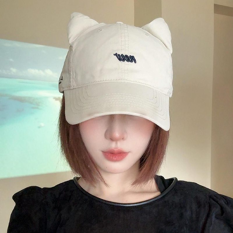 Cat Ear Embroidered Letter Baseball Cap