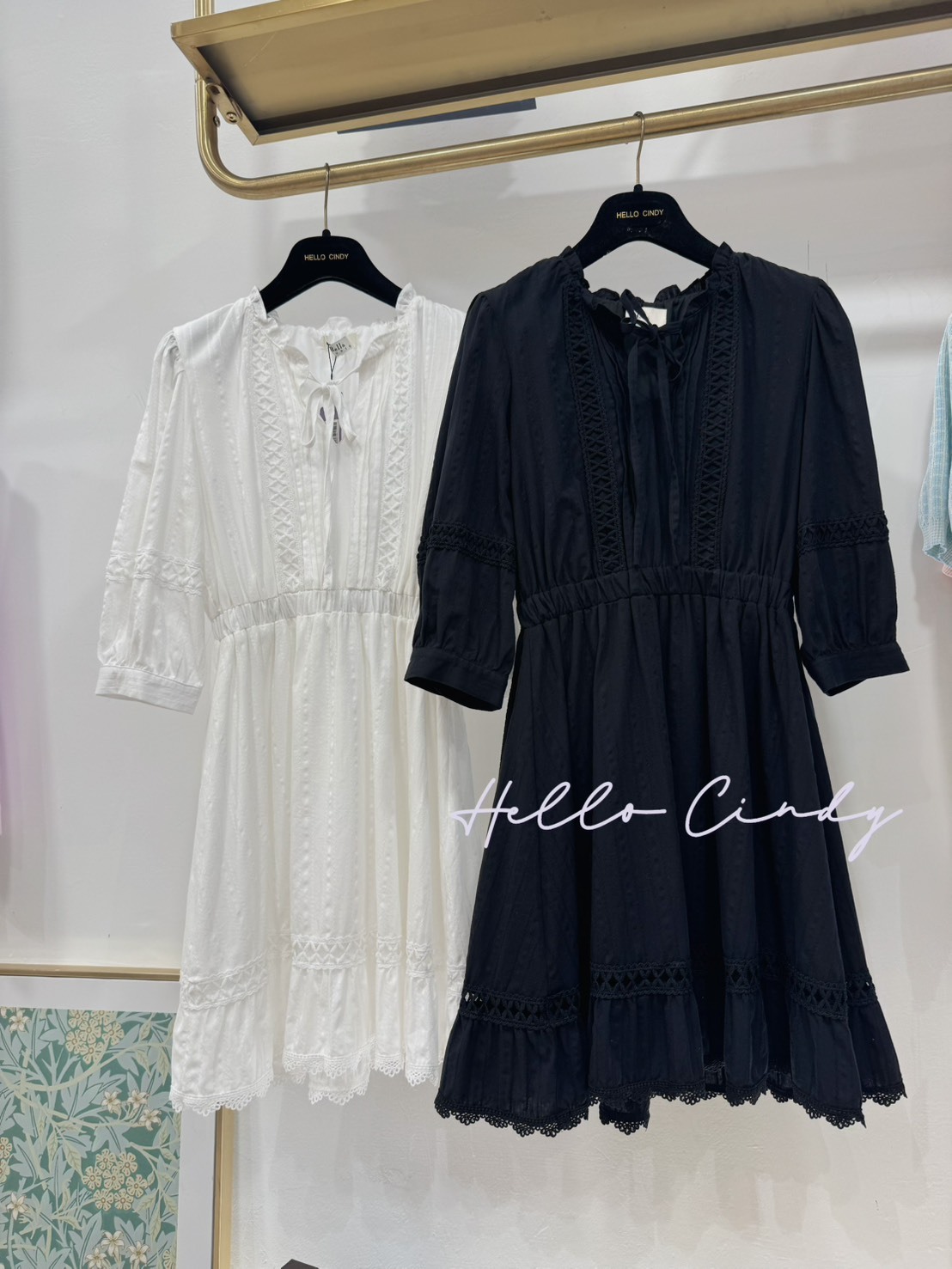 Baby系列 B02040 現貨-百貨精緻款～法式超美燒花蕾絲縮腰短洋裝