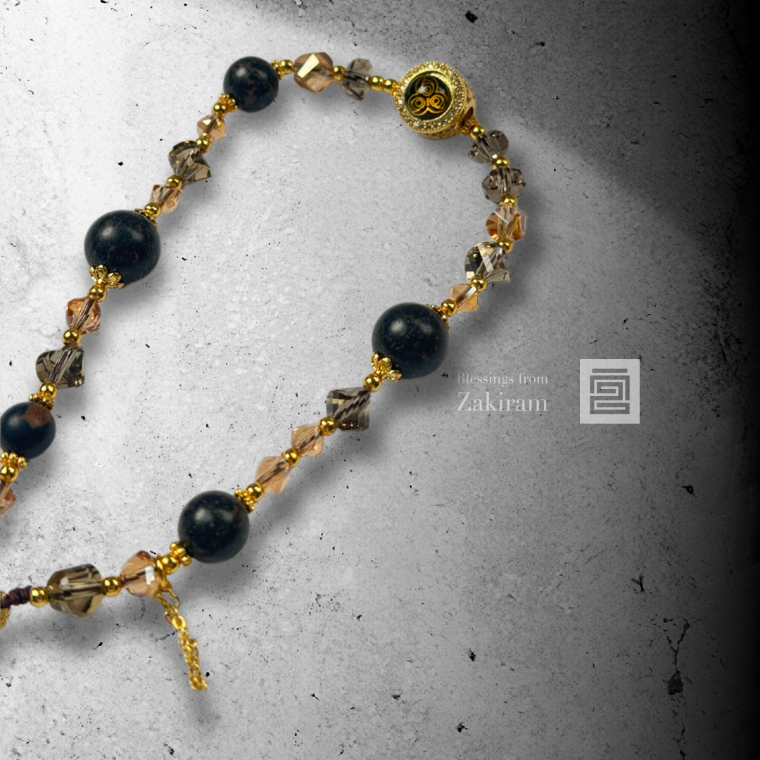 靈赫宮 扎基拉姆 合香珠 手機鏈（墨影藏金 偏財）
