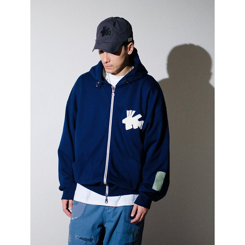 Soon.......Club Stubborn Geometric Lion Fish Zip Up Hoodie - Navy