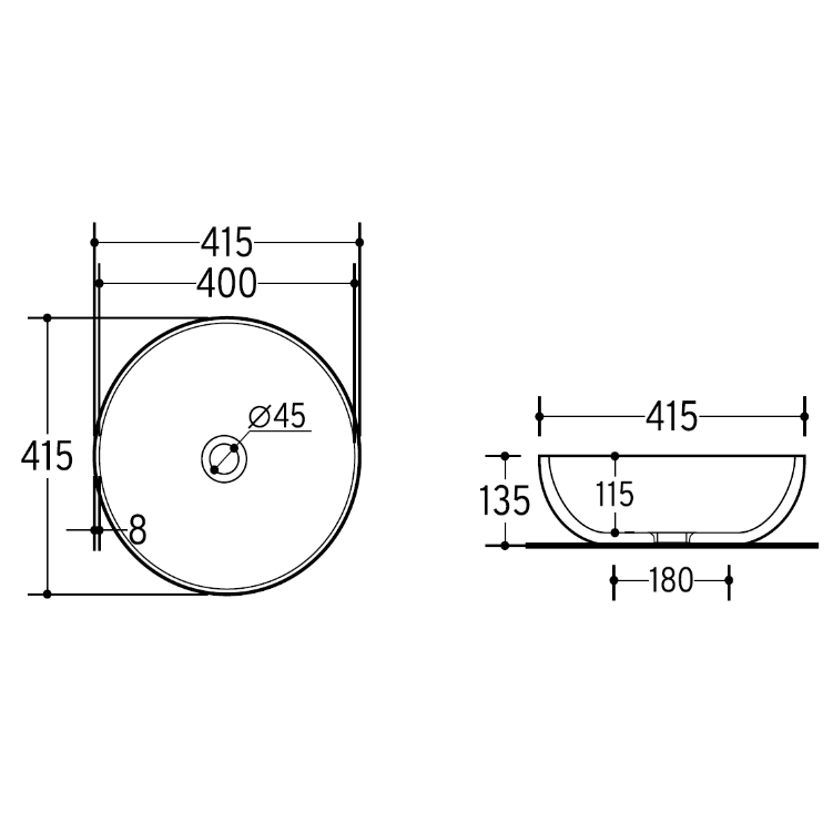 Vizio Round Countertop Basin (Matt White)(VZ100101WT)
