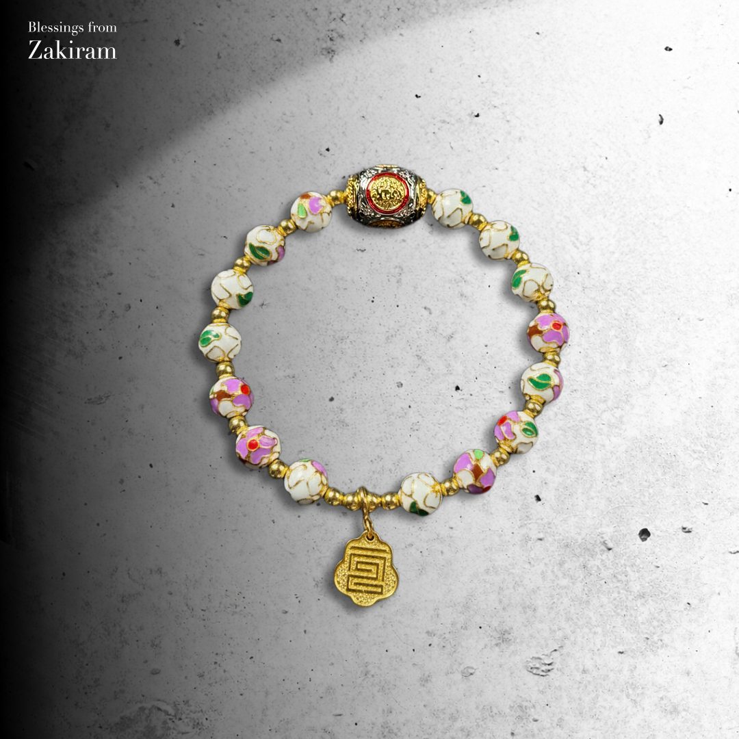 2026 獨家訂製款 掐絲琺瑯工藝珠 手串（粉花白