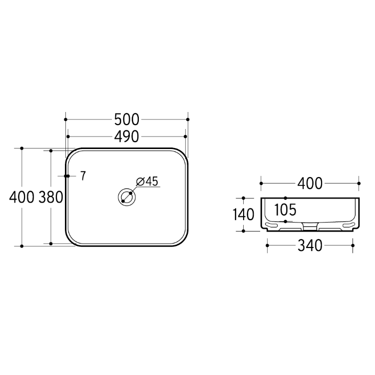 Vizio Rectangular Countertop Basin (White)(VZ100201WT)