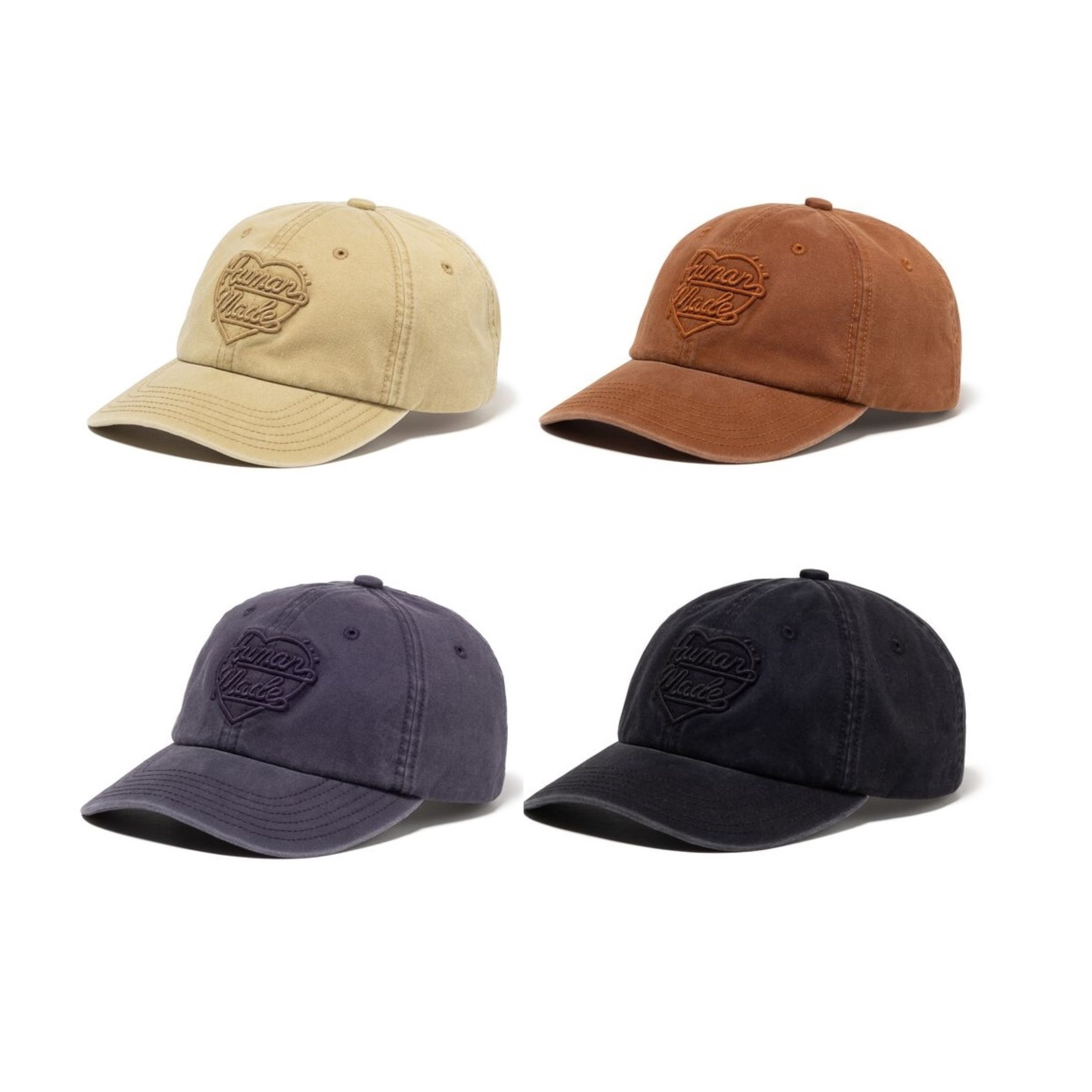 2026SS HUMAN MADE 6PANEL TWILL CAP LV愛心水洗帽子老帽現貨