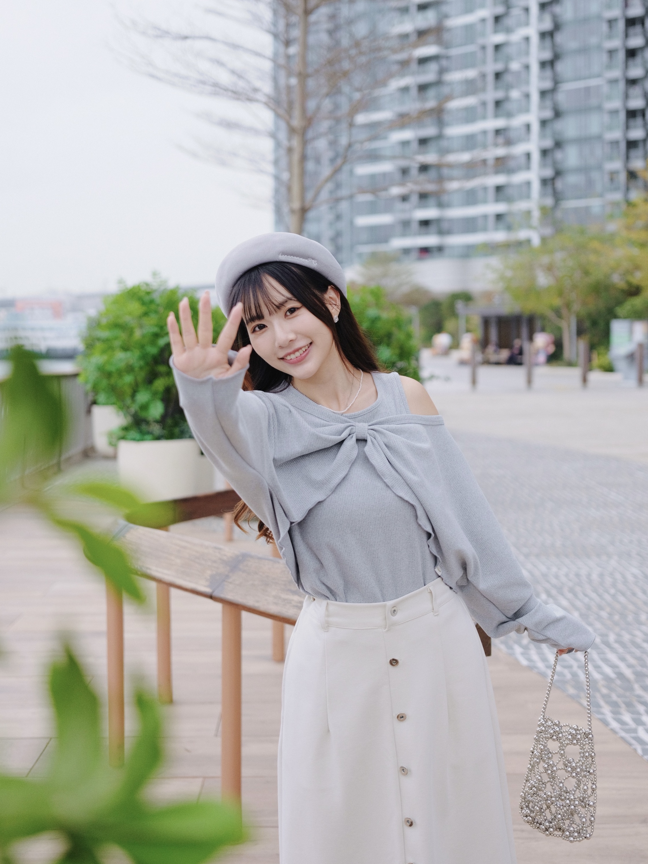 三色 / 軟絨面大蝴蝶結兩件套 / Soft Plush Giant Bow Twin-Set