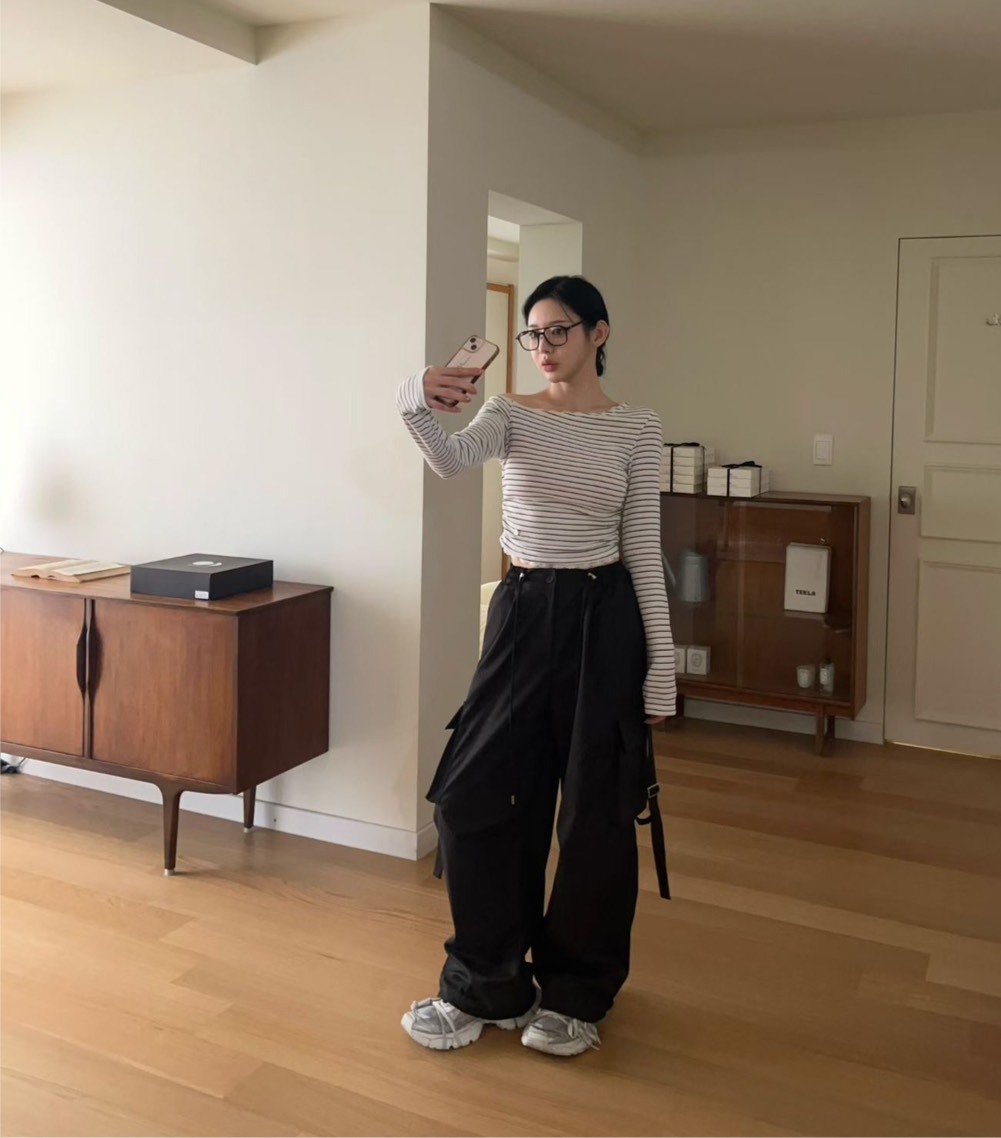 鬆緊抽繩口袋作業褲