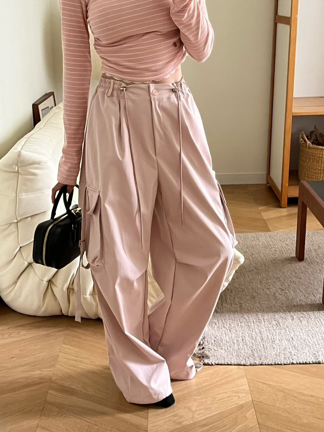 鬆緊抽繩口袋作業褲