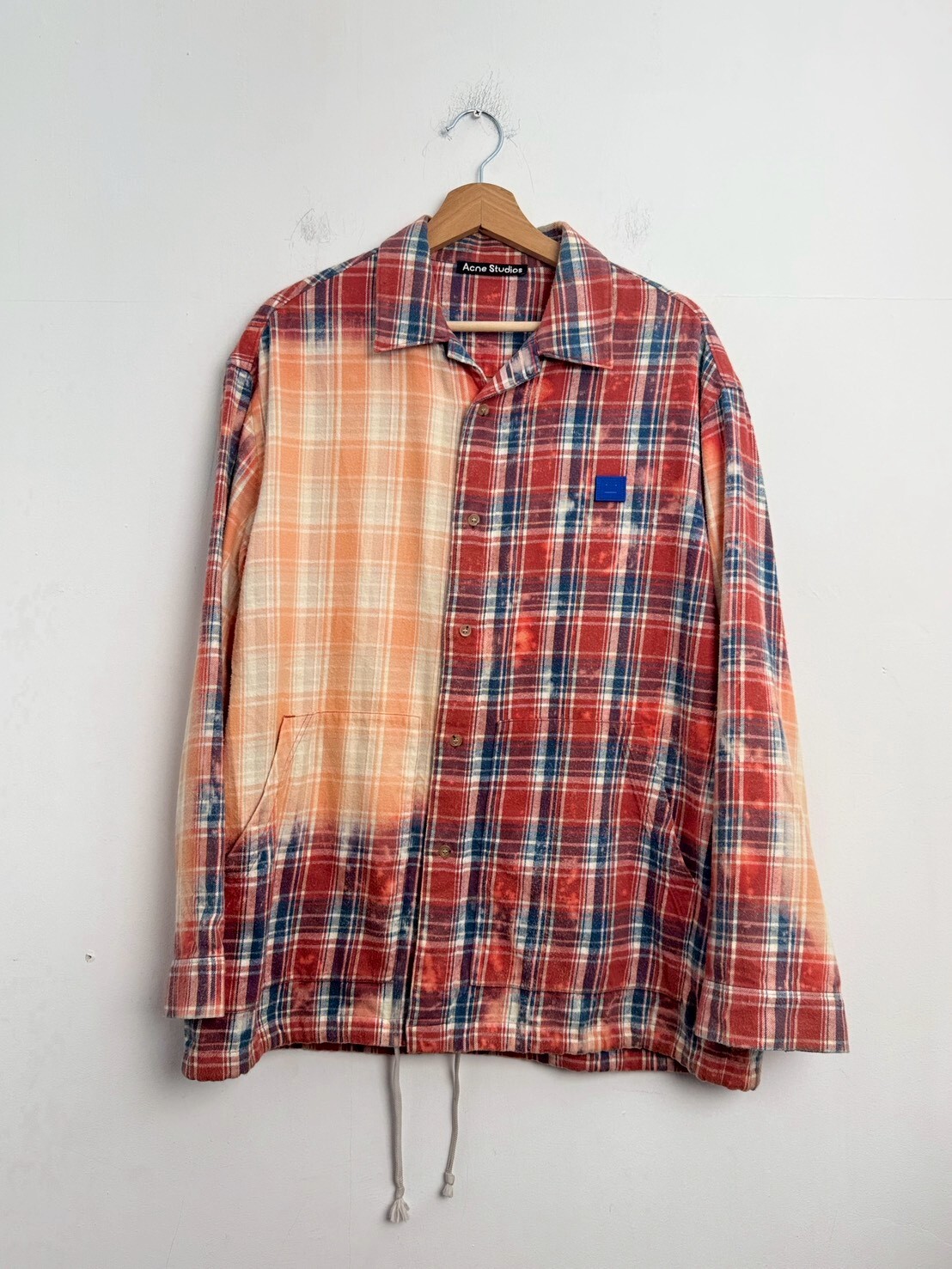 ACNE STUDIOS bleached-effect checked shirt SIZE XS