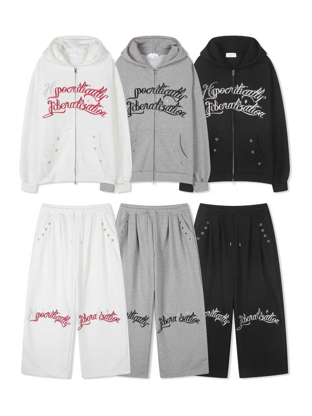 《K》水鑽H刺繡字鬆弛棉套裝