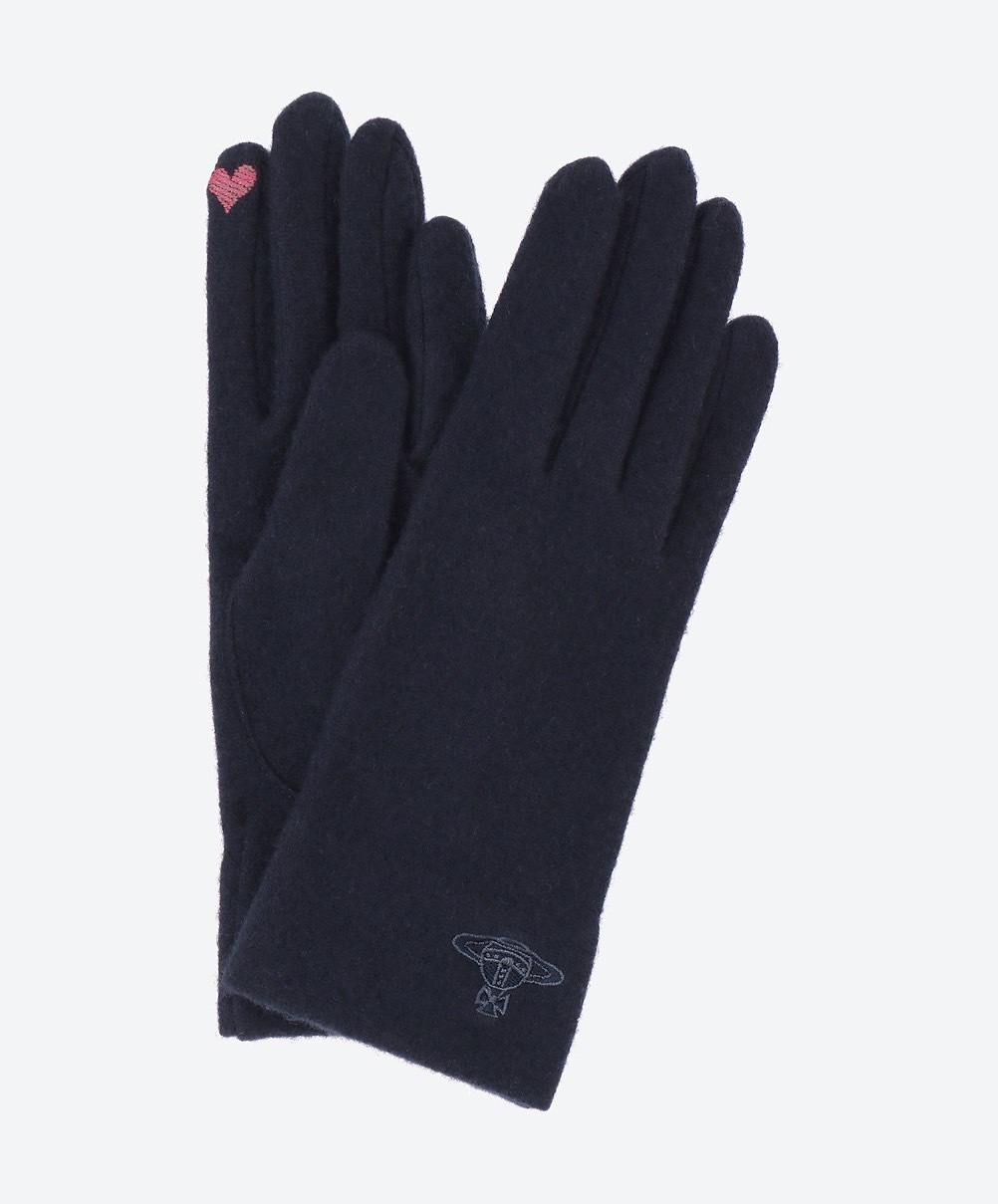 [現貨]Vivienne Westwood ORB 刺繡基本款手套 深藍