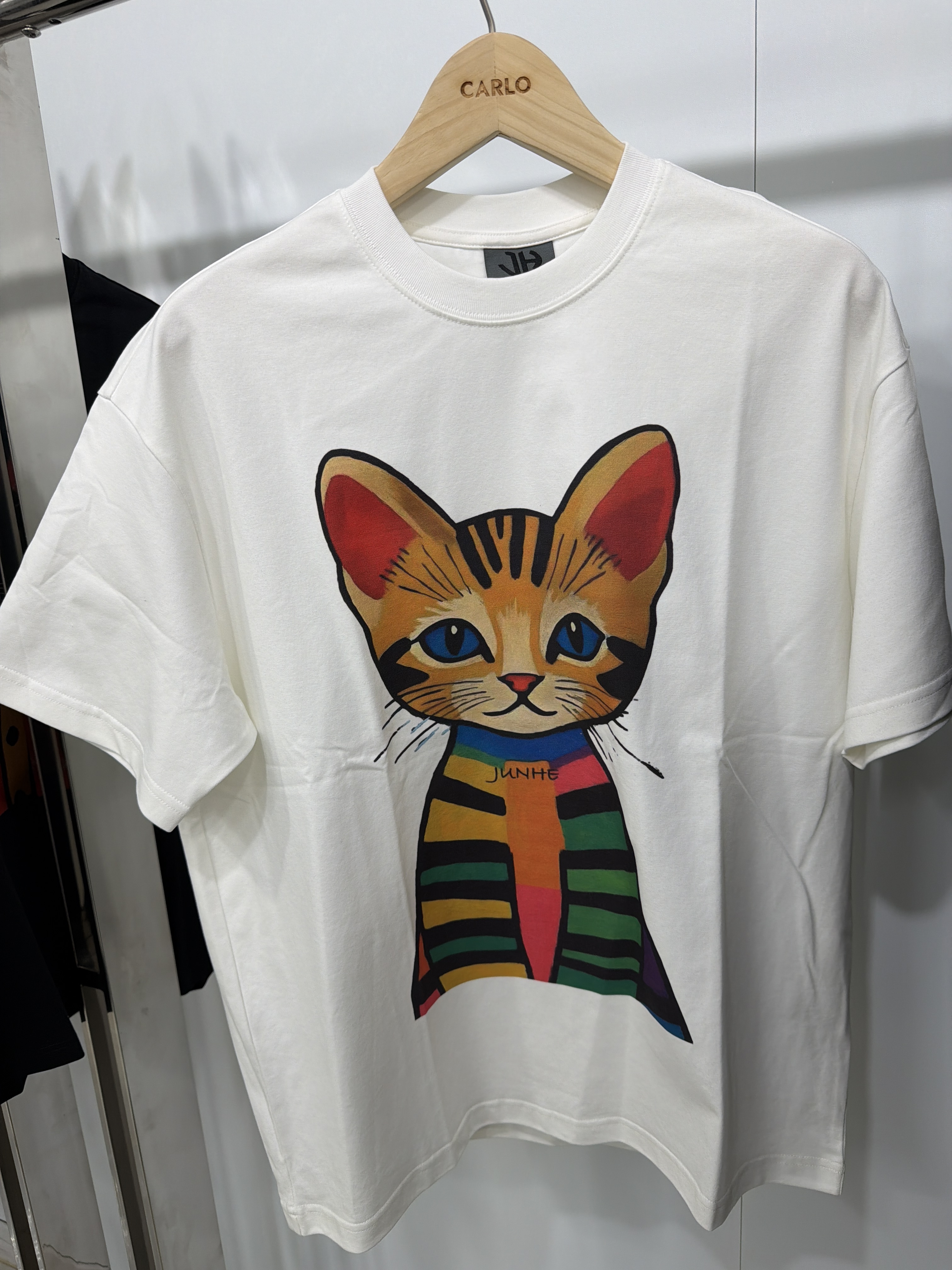 RD26 JUNHE 彩色間條貓貓短袖TEE (FREE SIZE)(JUNHE2510-104)