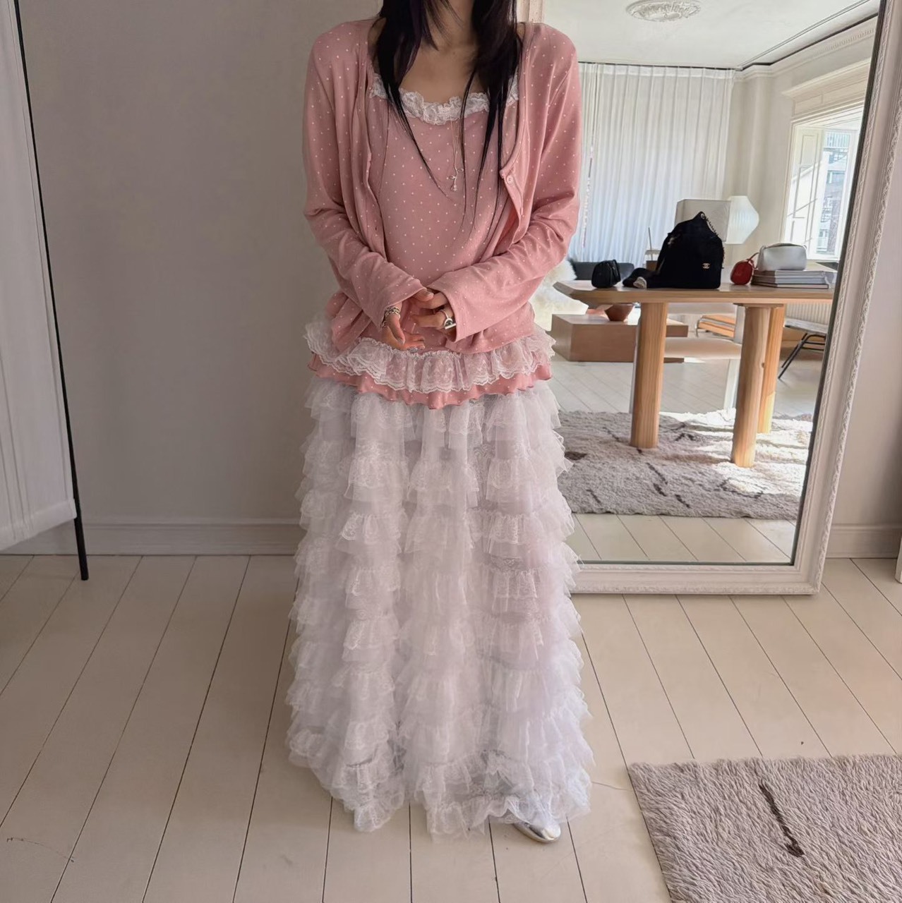 白色蛋糕紗長裙