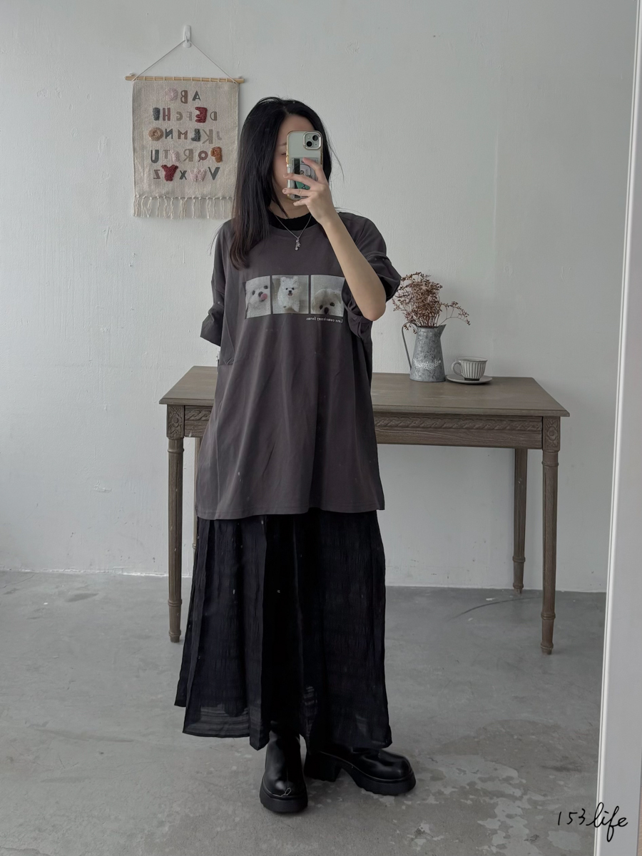 三格可愛狗狗情侶共穿大版T(3色)