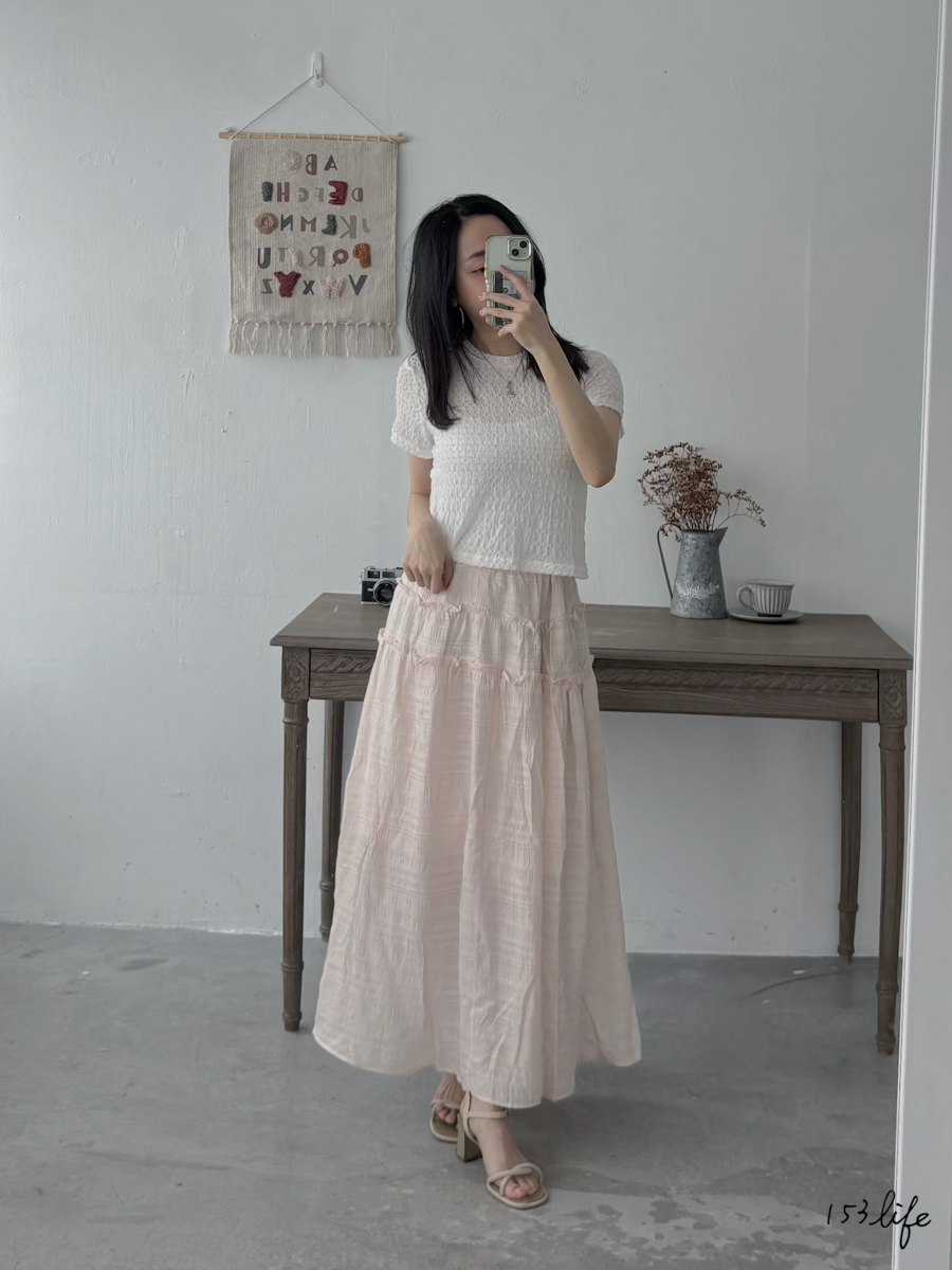 天絲童話鬆緊腰蛋糕長裙(2色)