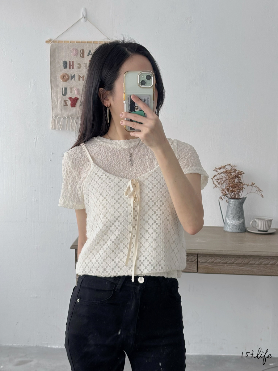 花花雙層減齡短版背心(2色)