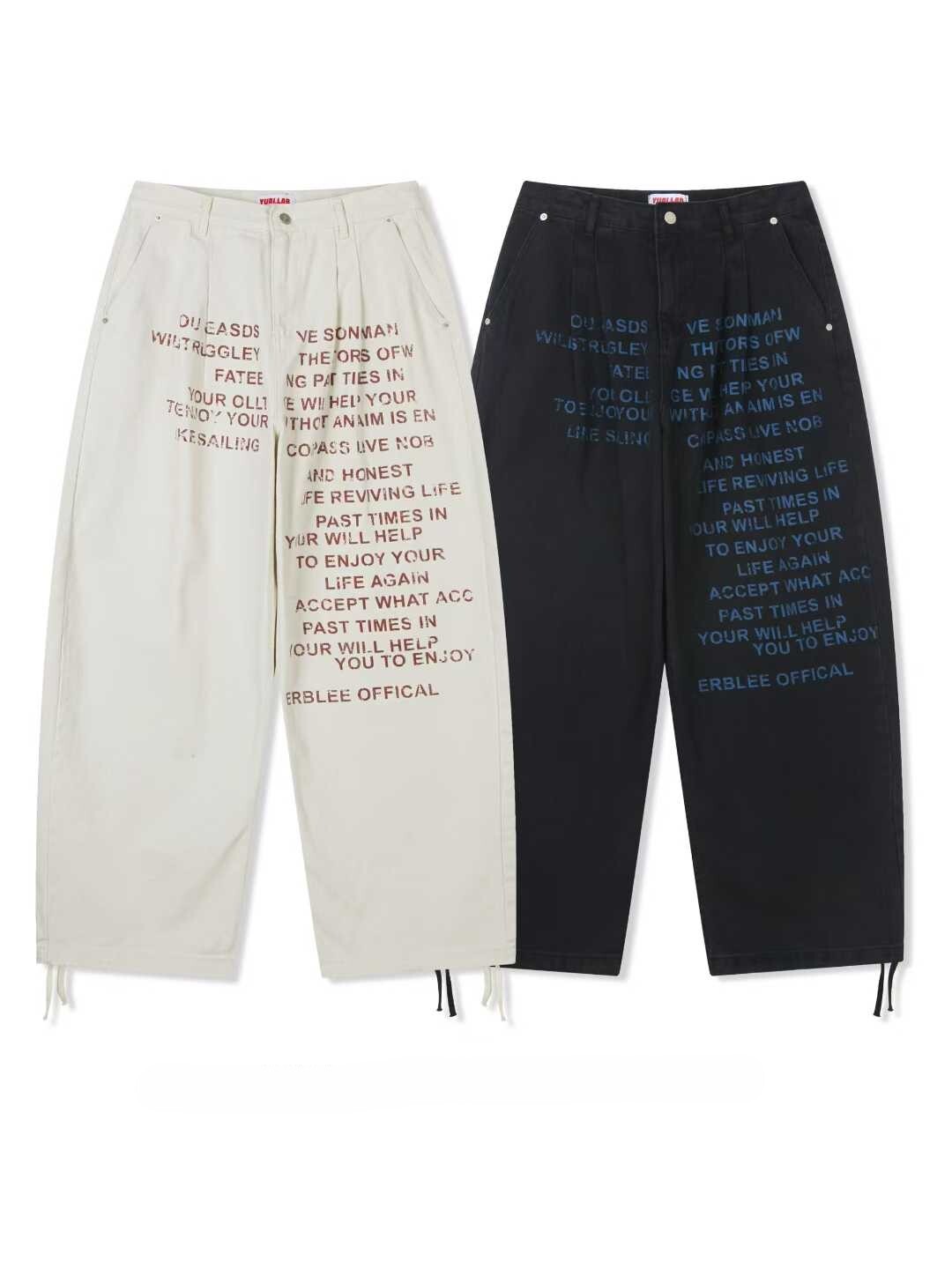 《K》斑駁詩文打摺寬褲