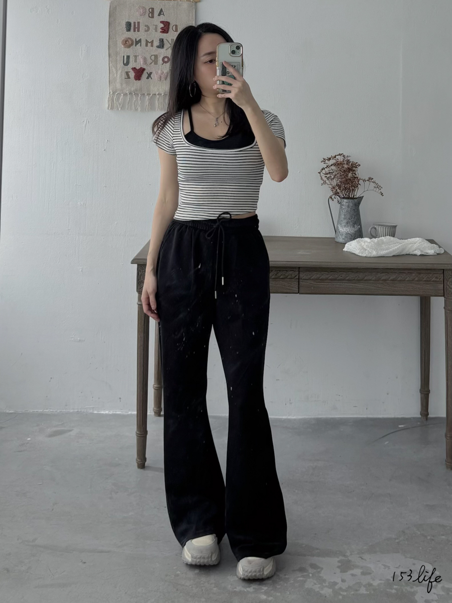 極舒服!雲朵棉休閒長腿鬆緊腰喇叭褲(2色)