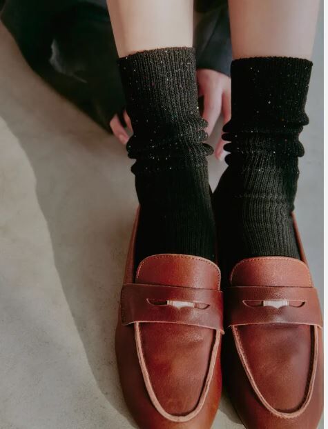 [預購] 靴下屋 亮片亮絲羅紋中長襪