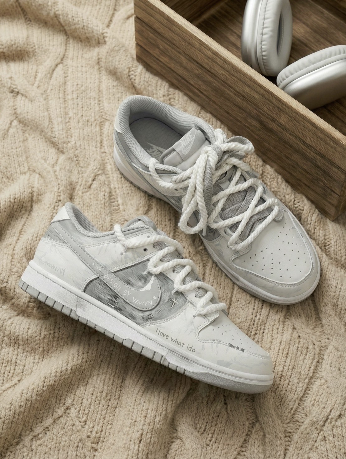 【訂製鞋款】Nike Dunk Low 墨影 塗鴉 水墨 暈染 灰白 極簡灰調 訂製 休閒鞋 HF5441-105(TEAM壹貳伍零-墨影)