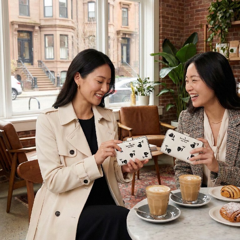 【預購】KATE SPADE H030215 碎花系列中號對摺短銀包