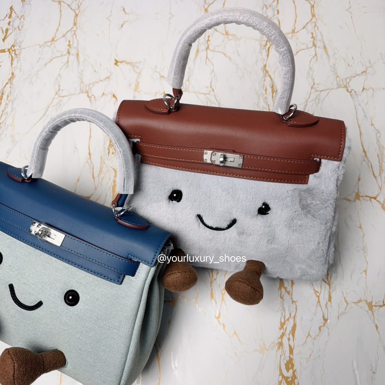 【Luxury】現貨 CTAND JIM Birkin 獨家販售 關穎同款 超可愛 凱莉包 街頭翻玩包 絨毛手提肩背包 2WAY JELLYCAT萌臉造型 KELLY BAG