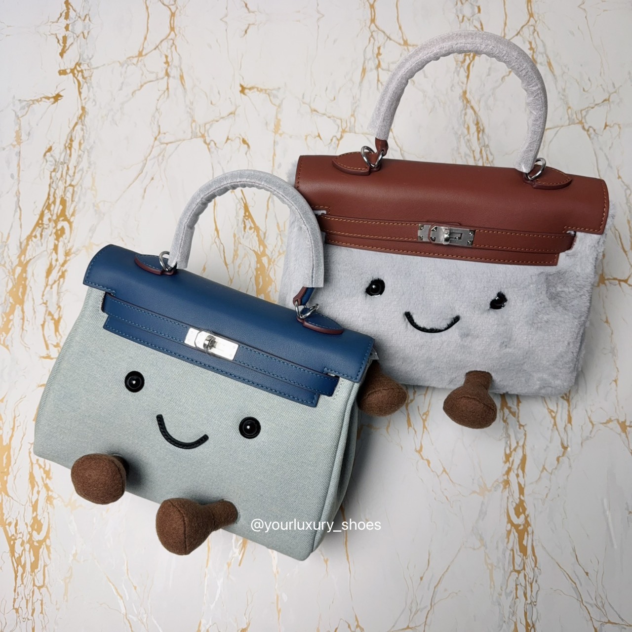 【Luxury】現貨 CTAND JIM Birkin 獨家販售 關穎同款 超可愛 凱莉包 街頭翻玩包 絨毛手提肩背包 2WAY JELLYCAT萌臉造型 KELLY BAG
