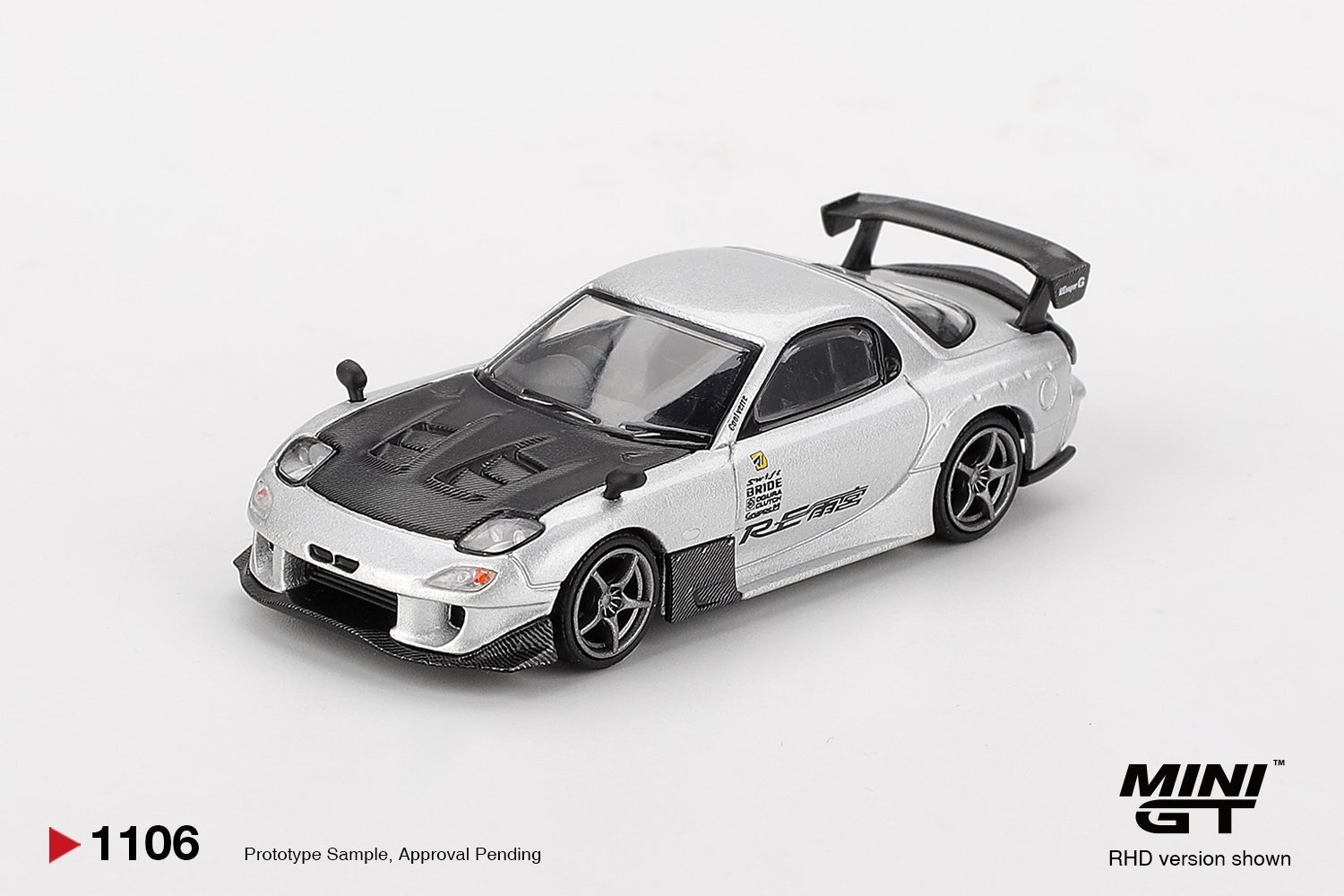 Mini GT 1/64 Mazda RX-7 RE-Amemiya 銀色金屬 左軚版