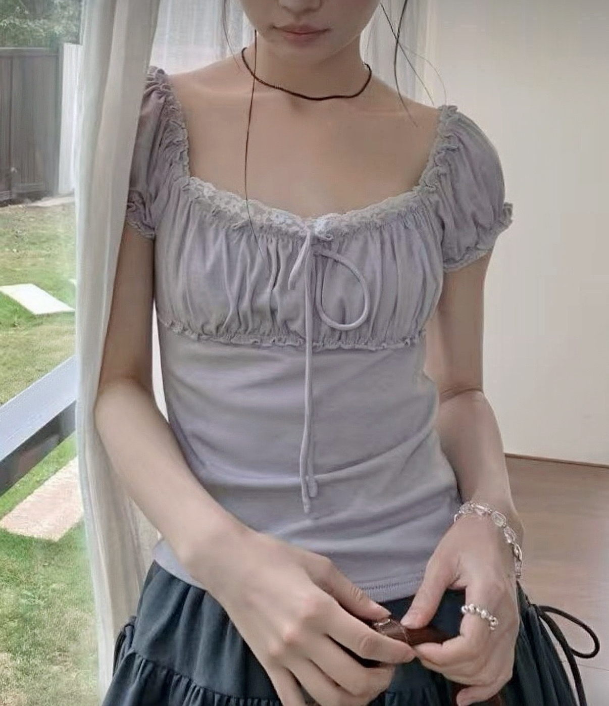 [2026新款] 公主泡泡Lace方領短袖🫧