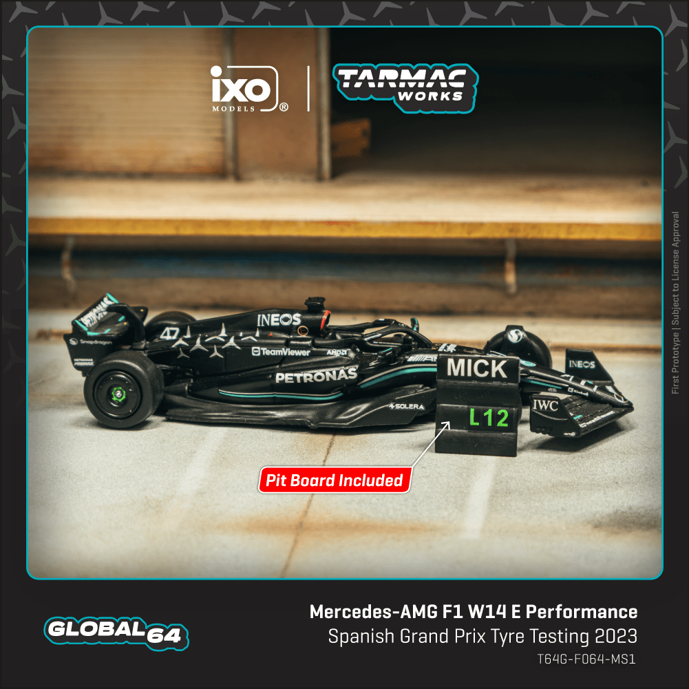 Tarmac Works Mercedes-AMG F1 W14 E Performance 2023西班牙大獎賽輪胎測試 Mick Schumacher