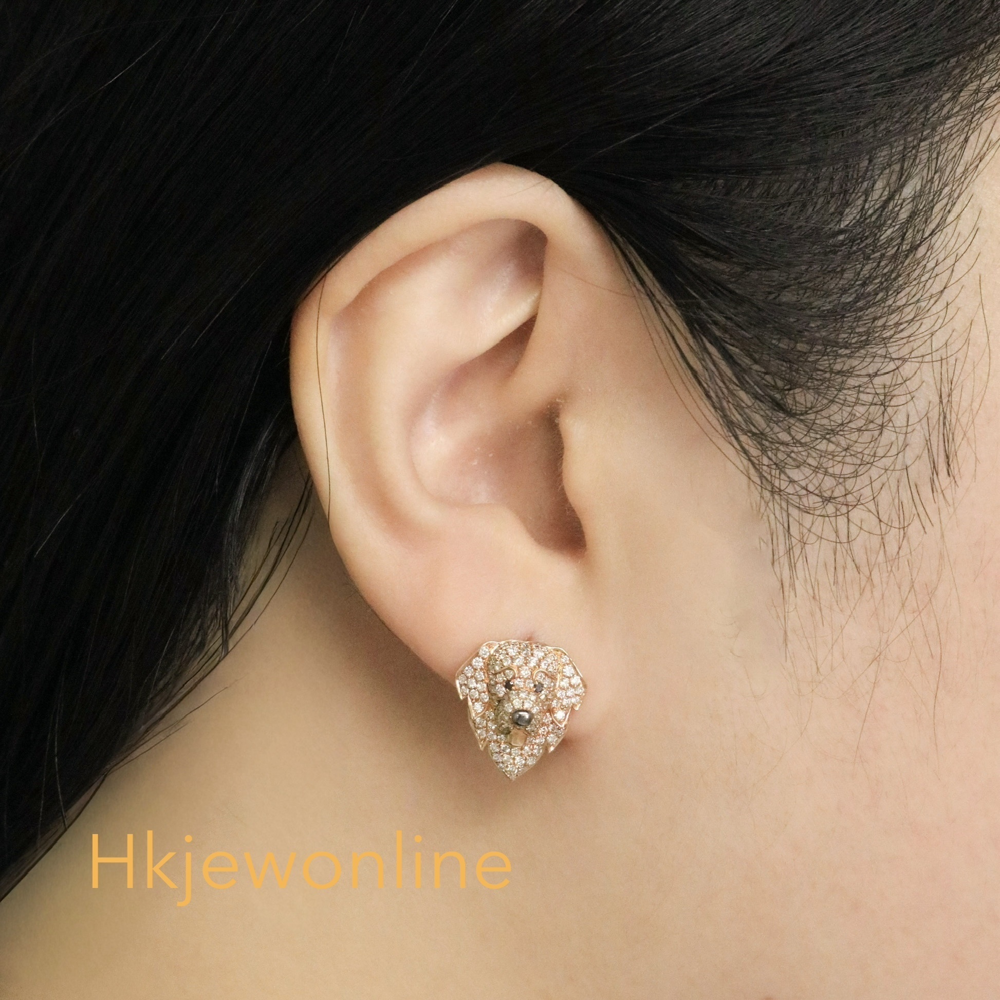 18K Rose Gold Diamond Golden Retriever Collection (Earrings / Drop Earrings / Ring & Pendant 2 in 1– Plain Gold Band /  Ring & Pendant 2 in 1–Diamond Band / Pendant / Bangle)