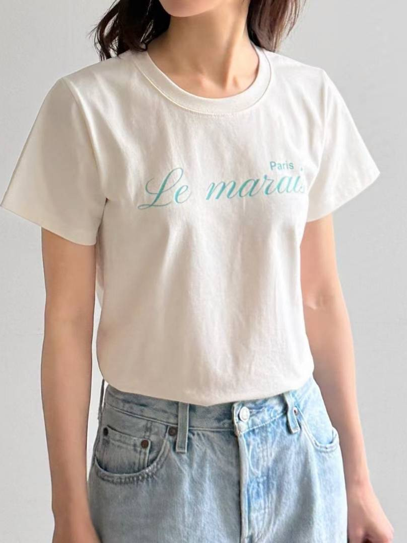 Le Marais法式字母棉T｜巴黎風簡約短袖