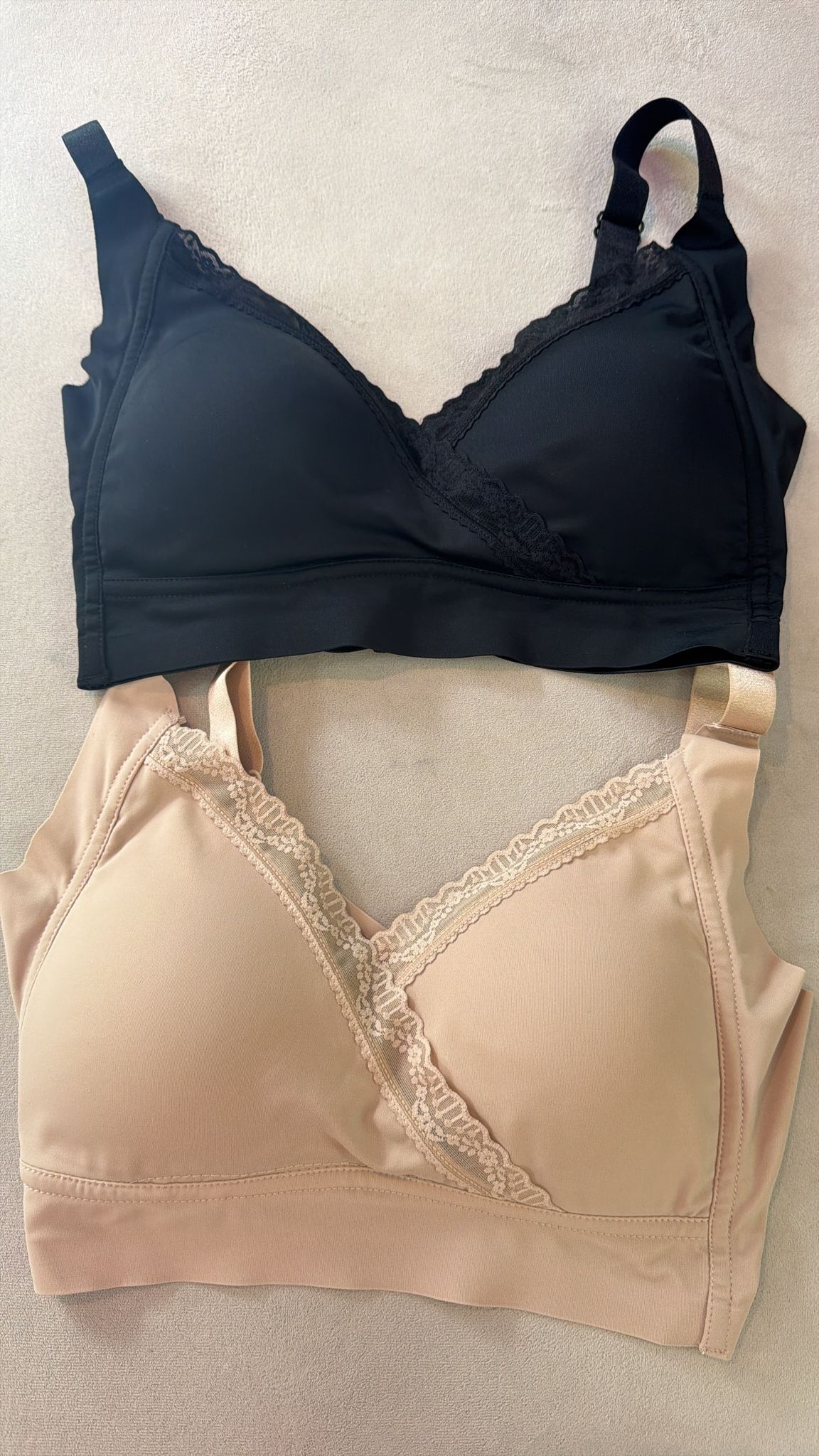 (1) 3601 BLACK + BEIGE BRA 3XL: 40EF, 42ABCD
