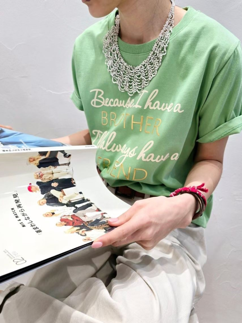 神采奕奕撞色字母棉T｜韓系休閒圓領短袖