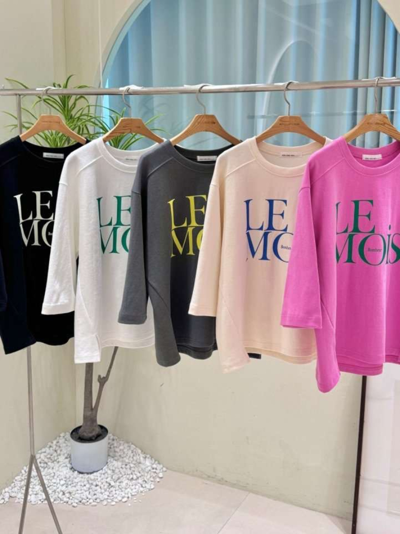 LE MOIS高飽和字母五分袖棉T｜韓系休閒上衣