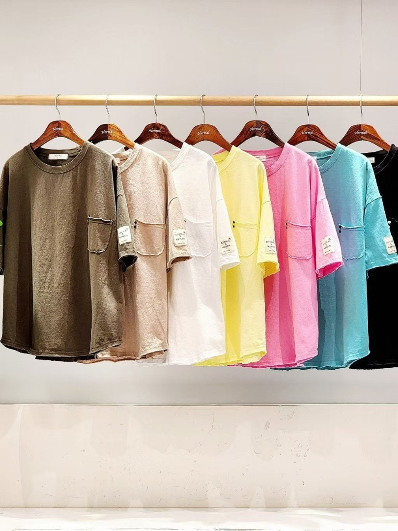 舒適感滿分五分袖簡約棉T｜寬鬆口袋上衣