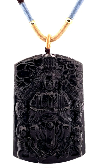 0304TW20-台灣龍宮-泰國龍宮舍利瓷化核心黑金剛佛牌-媽祖(含伊犁鑑定小證書)（A20）