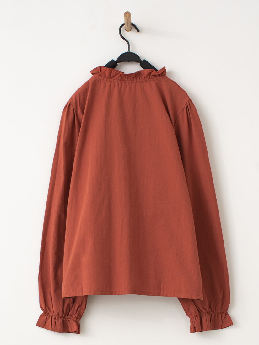 氣質立領荷葉領綁帶上衣