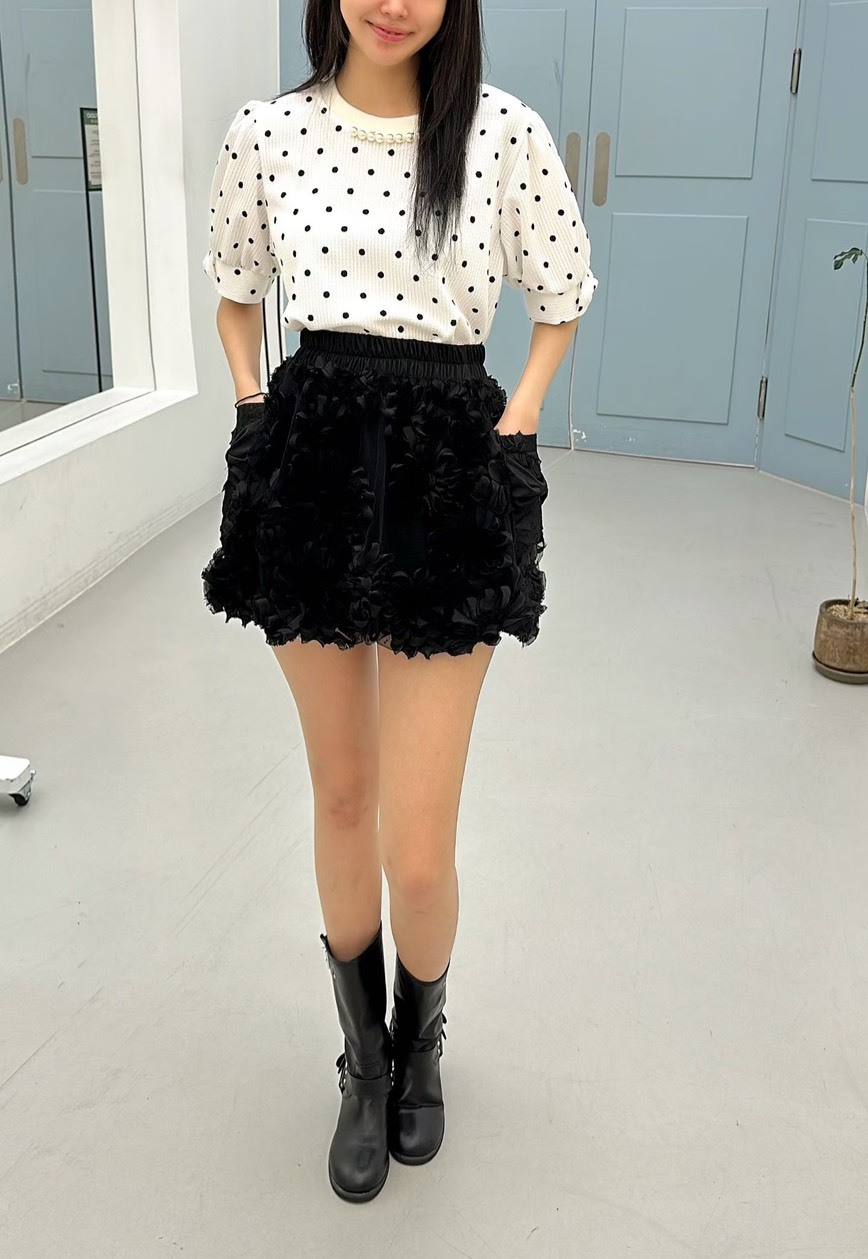 半立體花蝴蝶結口袋短裙