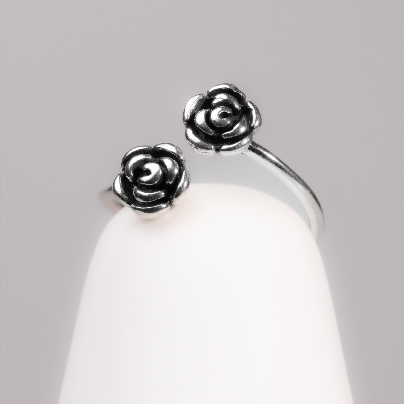 【AOI】優雅 薔薇雙環-純銀可調戒指