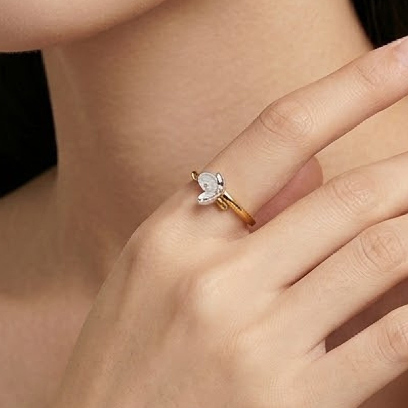 【AOI】柔雅 金朵金環-純銀可調戒指