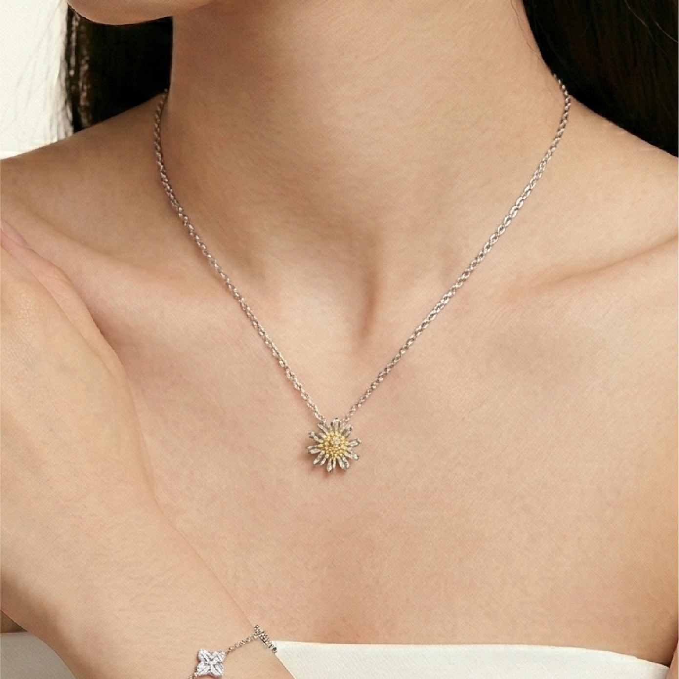 【AOI】絢爛 煙花雛菊綻放優雅-純銀項鍊垂飾