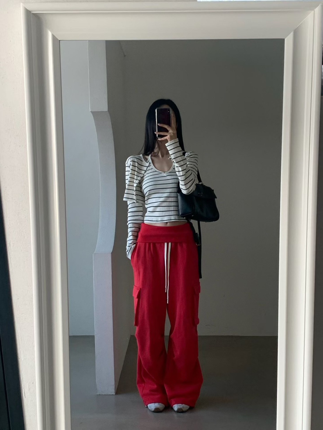 反摺口袋棉長褲