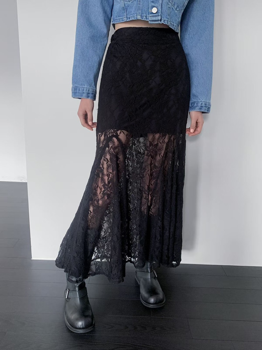 半透蕾絲魚尾長裙