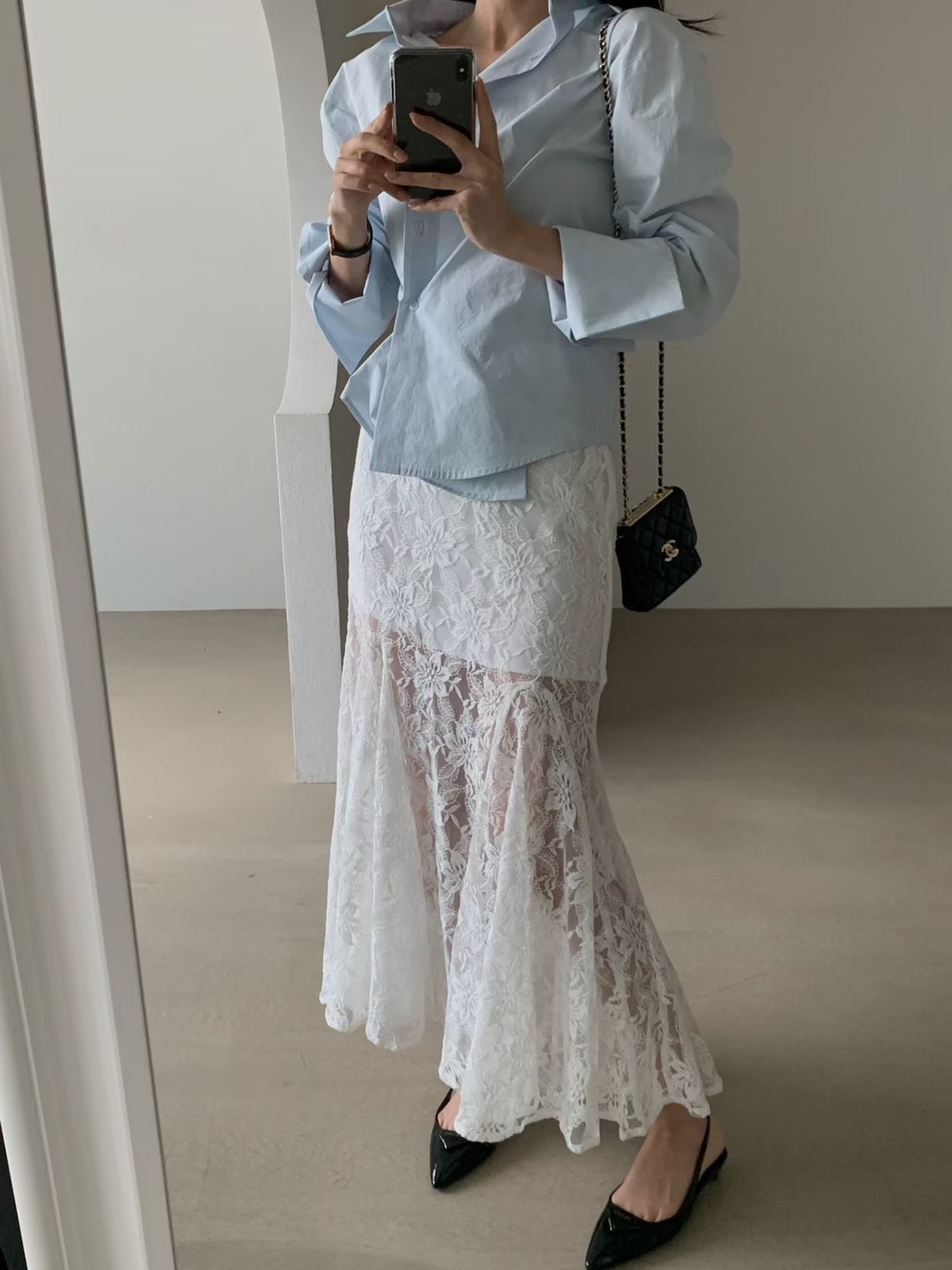 半透蕾絲魚尾長裙